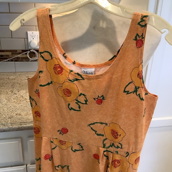 Floral Sleeveless Orange Dress Size Medium Vintage Styleworks - Picture 2 of 6